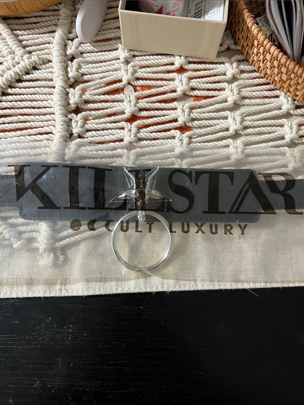 Killstar Black choker necklace with Silver Pentagram Ring - Picture 4 of 6
